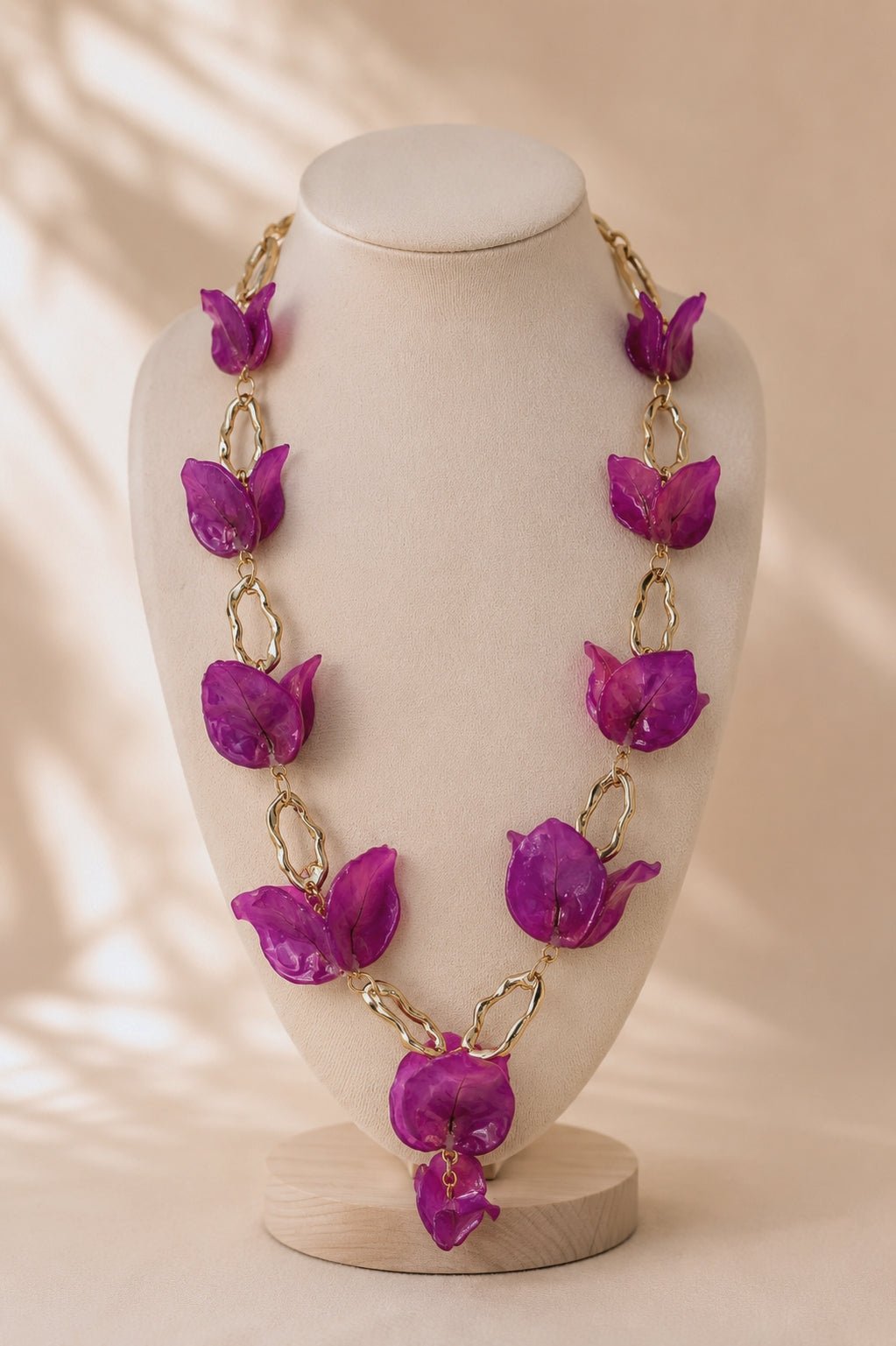 Bougainvillea Cascade Necklace — Fuchsia Bloom - By Marbella
