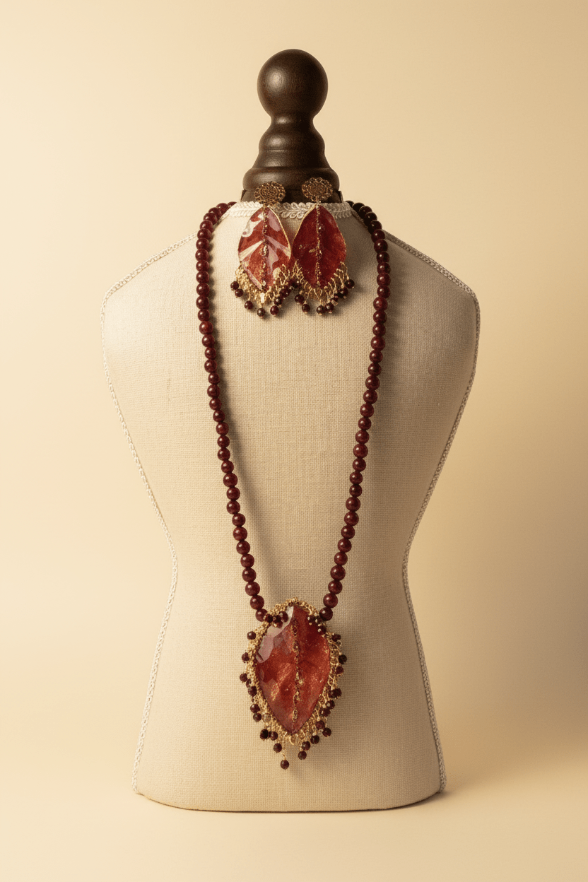 Collar Borgoña Fondo Crema Editorial Profesional