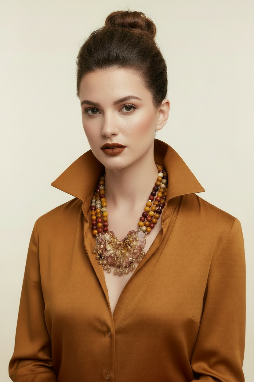 Collar mookaite — labios carmelita