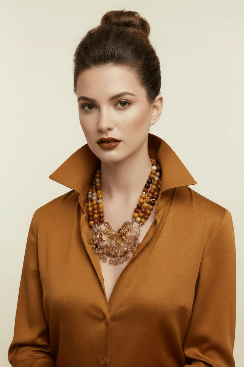 Collar mookaite — labios carmelita