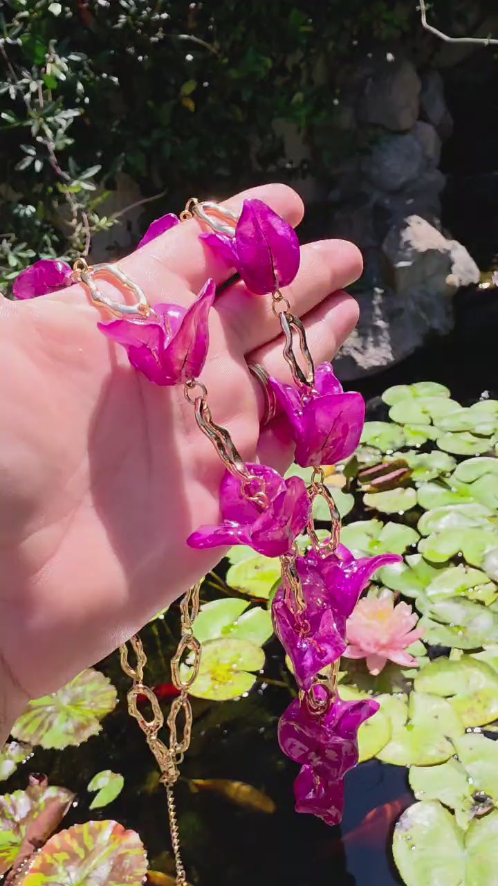 Bougainvillea Cascade Necklace — Fuchsia Bloom